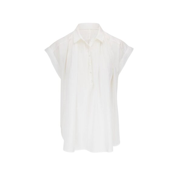 Nili Lotan Normandy Blouse Top Shirt Womens XS White 100% Cotton Short Sleeve - Picture 1 of 12